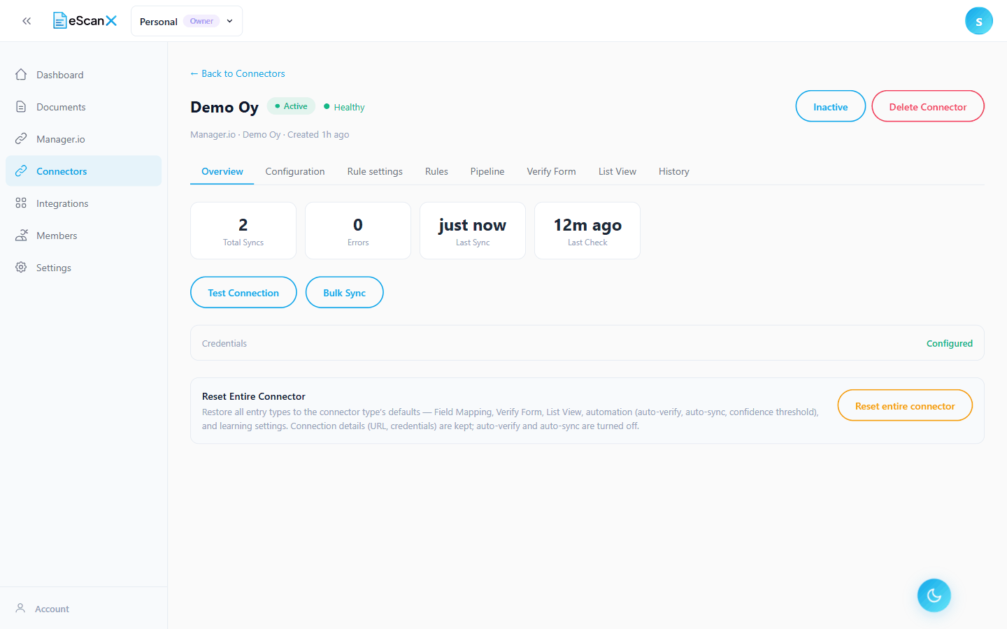The Overview tab