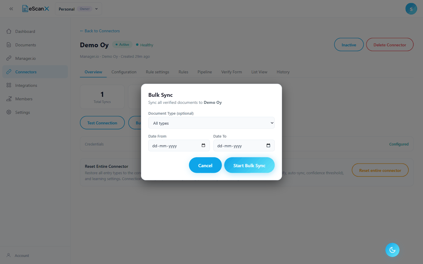 The bulk sync window