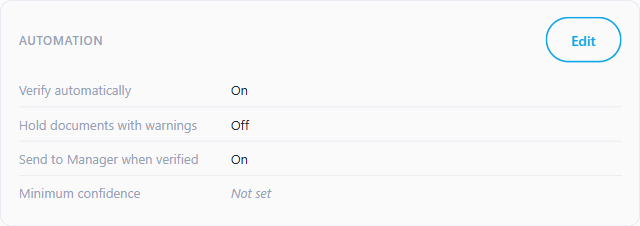 The automation settings switched on